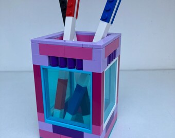Rangement de bureau arc-en-ciel en briques, porte-stylo, porte-crayons, cadeau de Noël, remplissage de bas