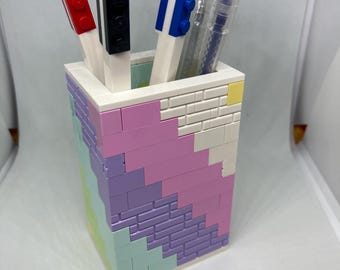 Återvunnen LEGO-klossskrivbordsstädning, penn- och pennhållare