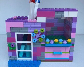 Reclaimed Lego Brick Desk Tidy - Teacher Gift, Stocking Filler
