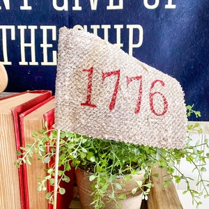 Vintage Grain Sack Flags- 4th of July Flag, 1776 Flag, Independence Day Decor, Heart Flag, Striped Flag, Americana Decor, Vintage Decor