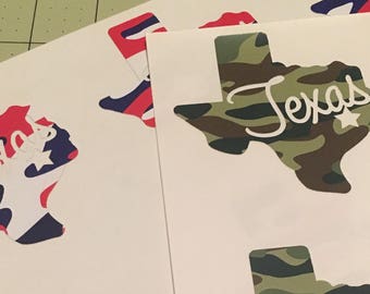 Vinyl Sticker Waterproof Decal Texas Camo State Shape