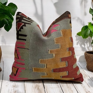 Kilim Pillow Turkish Kilim Pillow Cover Boho Kilim Pillow Cover Kilim Pillow Case Wool Kilim Pillow Cover Kilim Cushion Cover