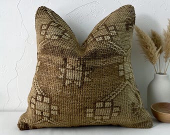 Vintage turkish carpet pillow cover 16x16 inches / 40x40 cm