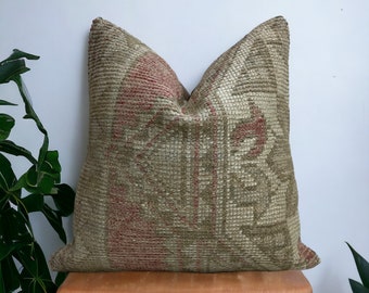 Pastel turkish carpet pillow cover 20x20 inches / 50x50 cm
