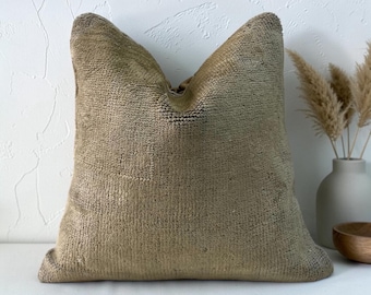 Vintage turkish distressed carpet pillow cover 16x16 inches / 40x40 cm
