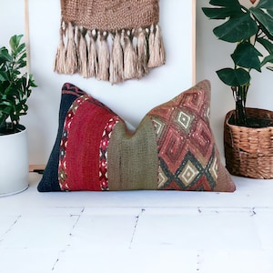 Vintage kilim pillow cover 12x20 inches / 30x50 cm