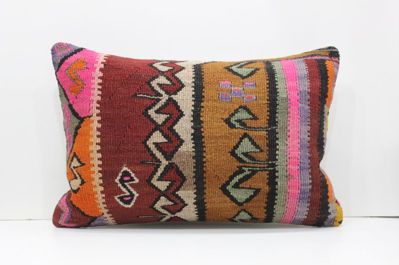 Boho Kilim Pillow Cover Turkish Kilim Pillow Cover 16x24 Wool Kilim Pillow Cover Cushion Cover Vintage Kilim Pillow Cover
