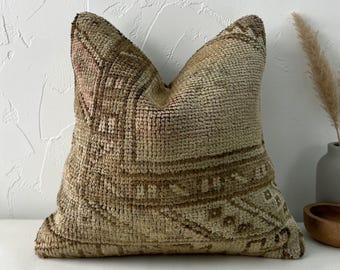 Vintage turkish carpet pillow cover 16x16 inches / 40x40 cm