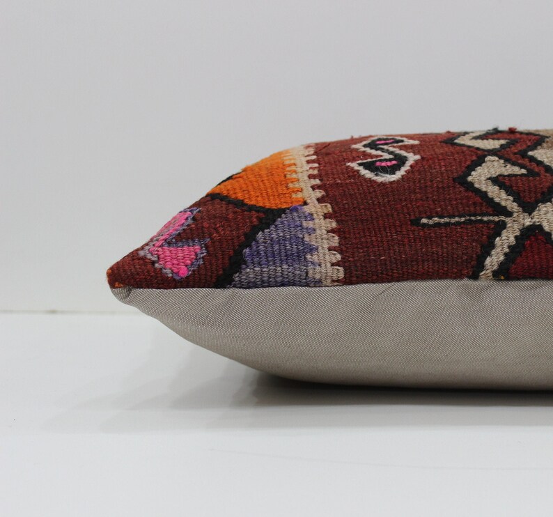 Boho Kilim Pillow Cover Turkish Kilim Pillow Cover 16x24 Wool Kilim Pillow Cover Cushion Cover Vintage Kilim Pillow Cover