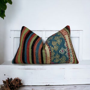 Vintage kilim pillow cover 12x20 inches / 30x50 cm