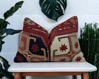 Boho Kilim Pillow Cover Uzbek Kilim Pillow Cover 16x24 Wool Kilim Pillow Cover Cushion Cover Vintage Kilim Pillow Cover