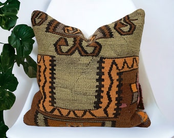 Vintage kilim pillow cover 18x18 inches / 45x45 cm