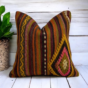 Kilim Pillow Turkish Kilim Pillow Cover Boho Kilim Pillow Cover Kilim Pillow Case Wool Kilim Pillow Cover Kilim Cushion Cover
