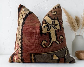 Vintage turkish kilim pillow cover 20x20 inches / 50x50 cm