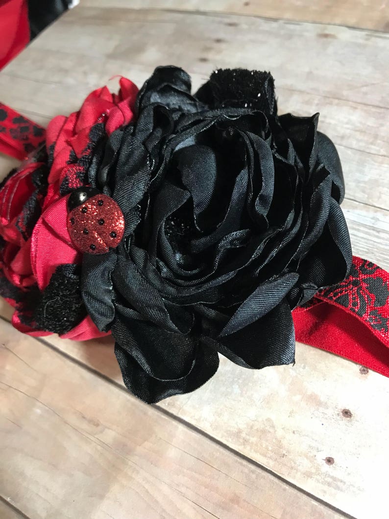 Girl Headband Red And Black Ladybug Headband Hair Accesory Baby Headband