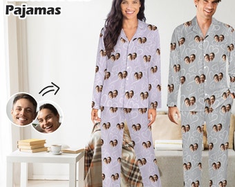 Custom Face Pajama Set Personalized Couple Photo Pajamas Men Women Boys Girls Pajamas Bridal Party Pj Gift for Family Friends Mother's Day