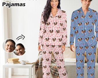 Custom Pajama Set with Face Personalized Dad/Mum Photo Pajamas Custom Couple pajamas Party Pajamas Valentine's Day/Bachelorette Party Gift