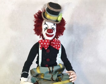 polymer clay doll, Clown doll, polymer clay sculpture,  OOAK doll, polymer clay sculpture, art doll, clown doll