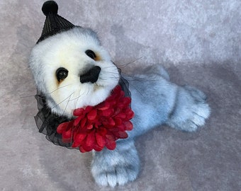 teddy bear, seal pup, baby seal, baby seal teddy, teddy bear seal, seal plushie, plushie seal, seal pup plushie,jointed teddy bear