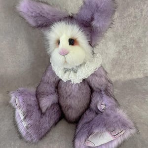 Teddy Bunny, purple bunny, OOAK rabbit, handmade bunny rabbit, teddy rabbit, teddy bear, large teddy bunny, love bunny, bunny rabbit