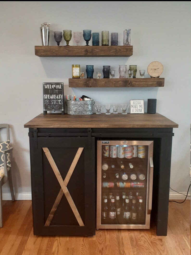 MiniFridge Sliding Door Console/ Mini Bar. Etsy
