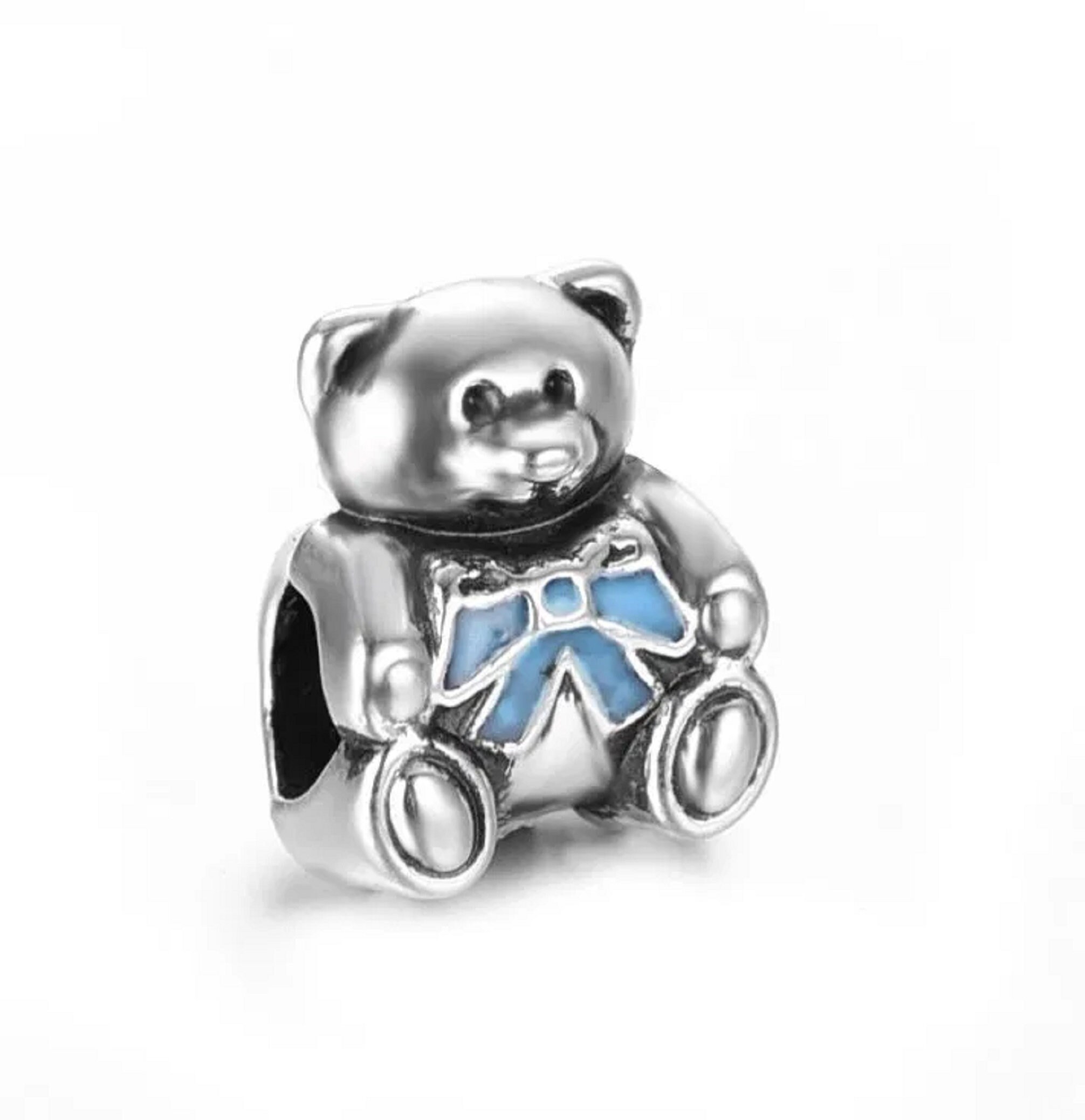 Genuine 925 Sterling Silver Teddy Bear Blue Baby Boy Charm BOLENVI Charms Bead Pendant Fits Pandora /& DIY Bracelets Necklaces