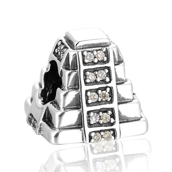 Mayan Pyramid with Light Green Cz San Juan Teotihuacán Mexico 925 Sterling Silver Charm Fits Pandora and similar Charms Bracelet Mayan Pyramid with Light Green Cz San Juan Teotihuacán Mexico 925 Sterling Silver Charm Fits Pandora and similar Charms Bracelet