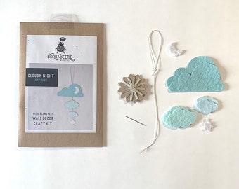 Beginner DIY KIT for making felt cloud wall decor—all you need are scissors! 5 color choices. Nursery, baby, kid, dorm, bedroom decor