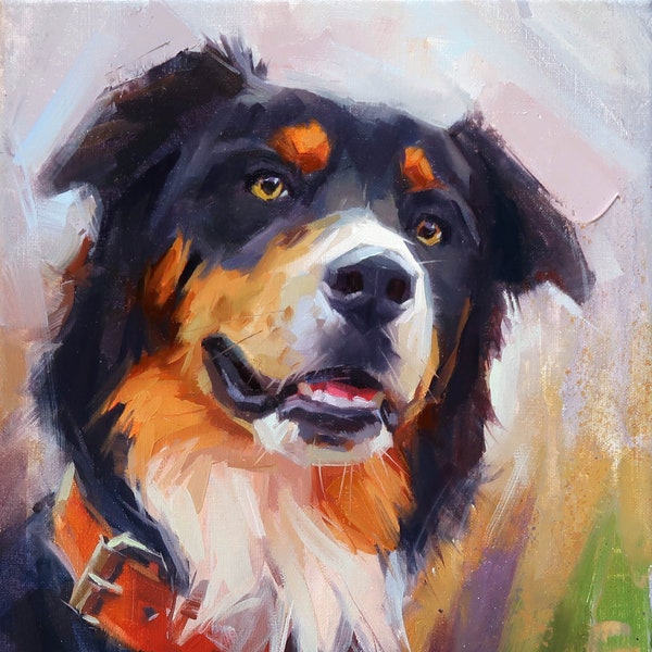 Dog oil portrait, Custom pet portrait, Pet oil painting, Dog artwork, Dog memorial, Custom oil painting, Pet memorial picture, Original Art