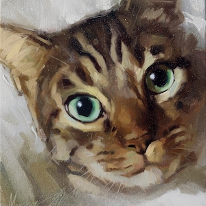 Custom Pet Oil Painting: Personalized Cat Portrait, Pet Memorial