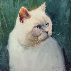 Custom Cat Oil Painting: Pet Memorial Portrait