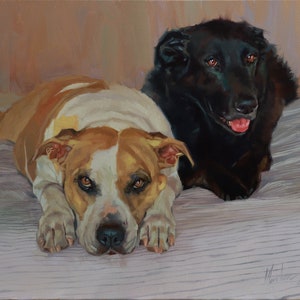 Custom Pet Oil Portrait: Dog Memorial Painting, Original Artwork