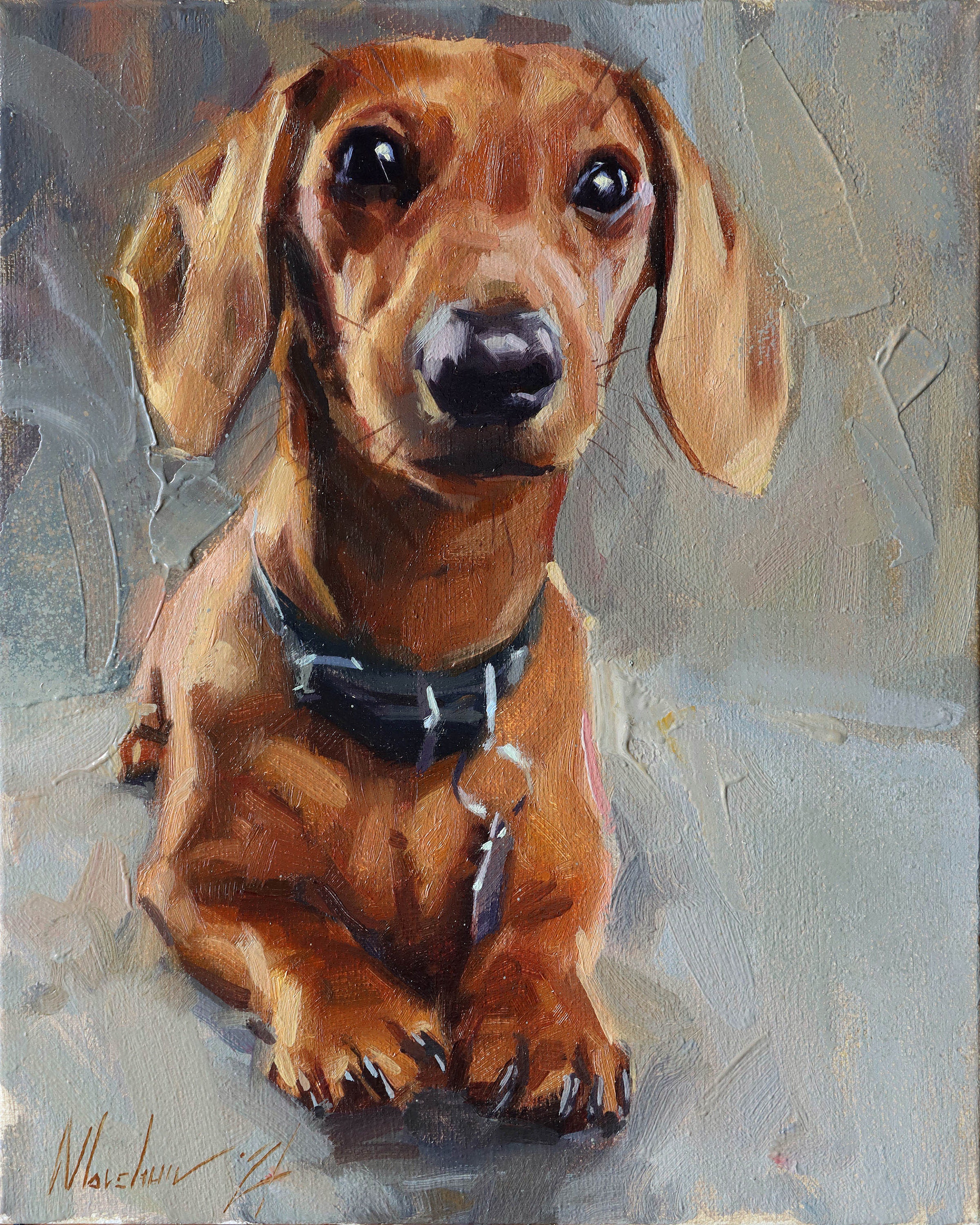 オーダーメイドの犬の油絵肖像画：オリジナルのペットの追悼絵画