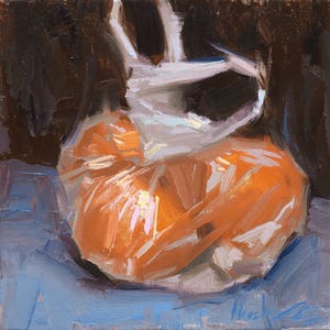 Mandarin Still Life Oil Painting: Small Kitchen Fruit Art, 6x6 Original