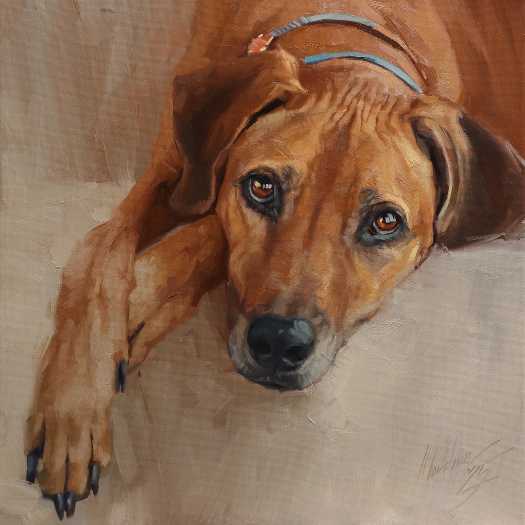 Custom Dog Portrait: Hand-painted Oil Pet Memorial on Canvas - Etsy