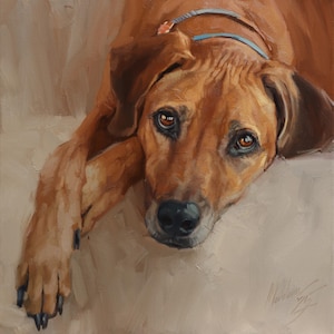 Dog Memorial Portrait – Custom Oil Painting from Pet Photo – Thoughtful Pet Loss Gift, Handcrafted Keepsake on Canvas