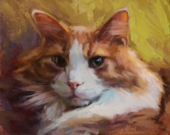 Custom Pet Portrait: Personalized Cat Painting, Pet Memorial