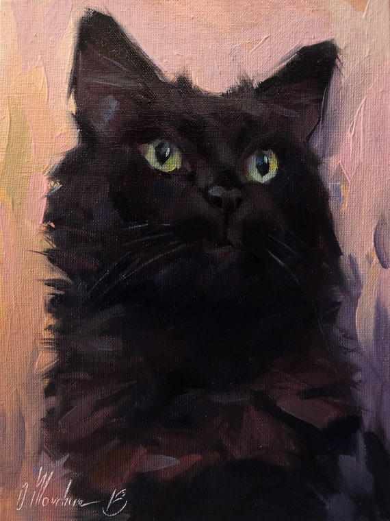 Custom pet portrait Custom cat painting Cat portrait Pet Etsy