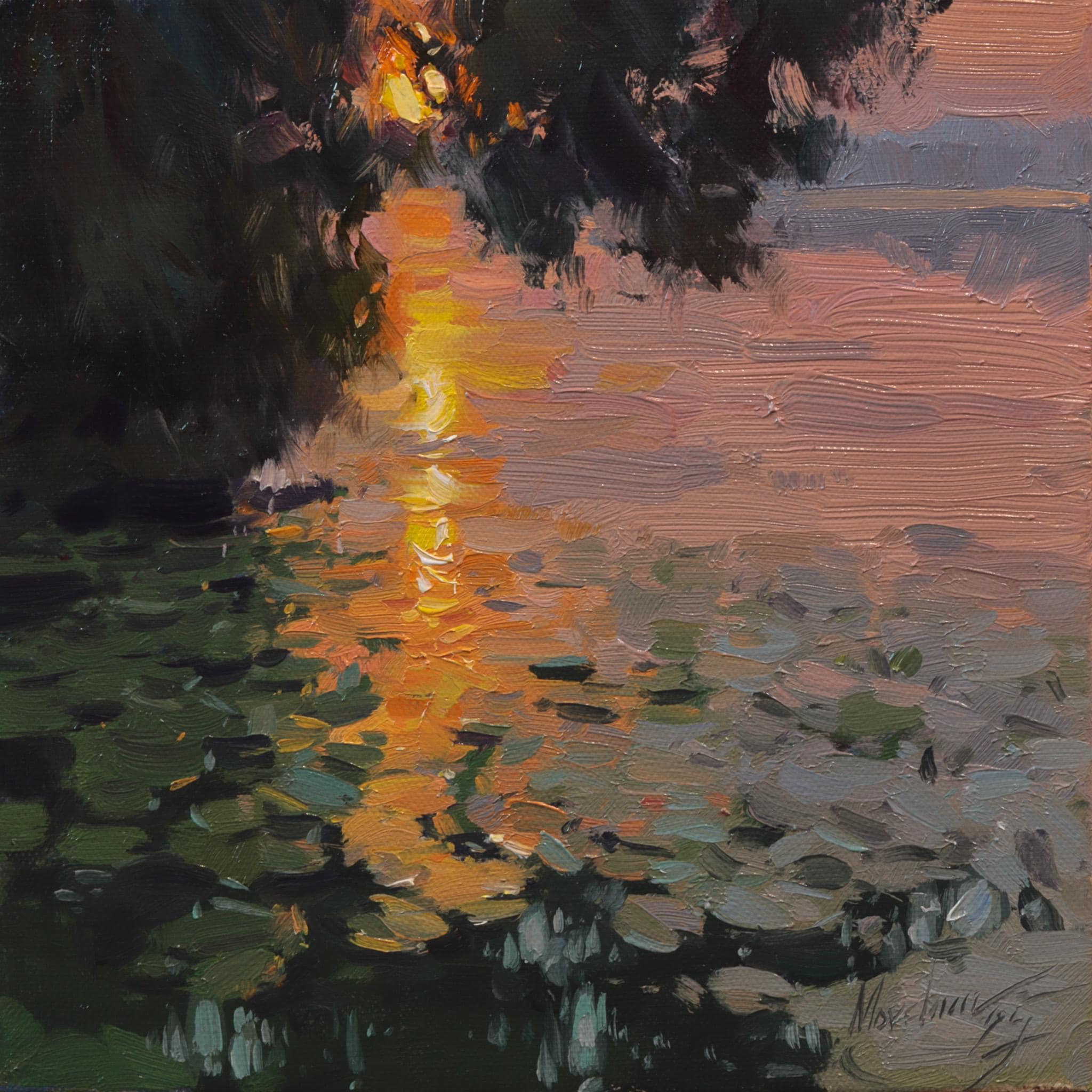Original Oil Painting: Sunrise Landscape Art, 6x6 Miniature - Etsy