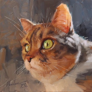 Custom Mini Pet Portrait – Hand-Painted Oil Painting of Your Dog or Cat – Ideal Gift for Pet Owners or Animal Art Collectors