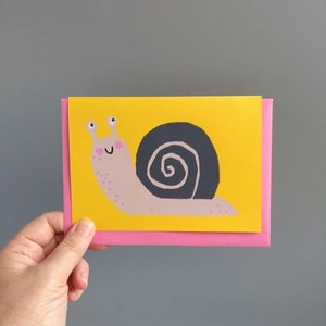 Snail Card, Children's Birthday Card, Screen Printed Cards, Animal Cards, Cute Snail, Cute Animals, Children's Card, Nursery Art, Snail Mail Bild 4