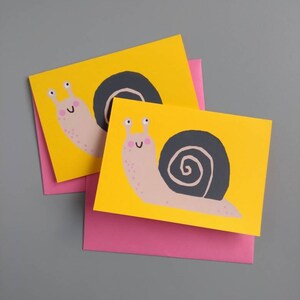Snail Card, Children's Birthday Card, Screen Printed Cards, Animal Cards, Cute Snail, Cute Animals, Children's Card, Nursery Art, Snail Mail Bild 6