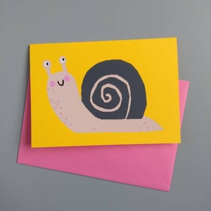 Snail Card, Children's Birthday Card, Screen Printed Cards, Animal Cards, Cute Snail, Cute Animals, Children's Card, Nursery Art, Snail Mail Bild 1