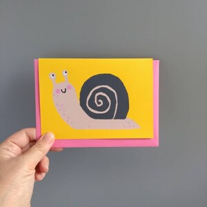 Snail Card, Children's Birthday Card, Screen Printed Cards, Animal Cards, Cute Snail, Cute Animals, Children's Card, Nursery Art, Snail Mail Bild 5