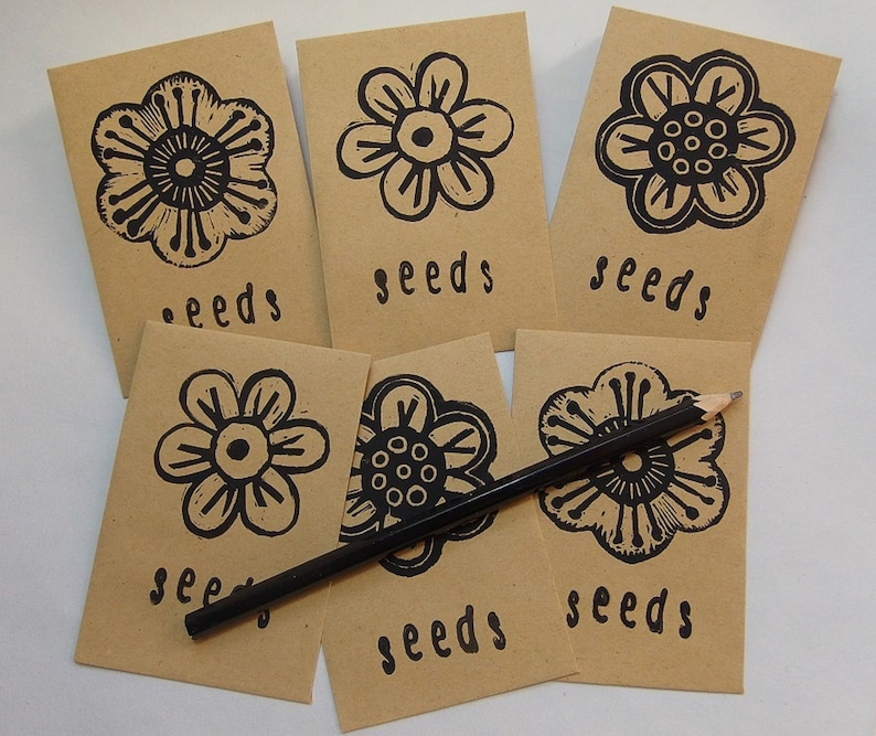 Seed Packets,Gardening gift,Gardening,Stocking Filler,Seed Packets,Stocking Filler,Seed Storage,Recycled paper,Hand Printed