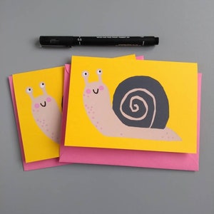 Snail Card, Children's Birthday Card, Screen Printed Cards, Animal Cards, Cute Snail, Cute Animals, Children's Card, Nursery Art, Snail Mail Bild 3