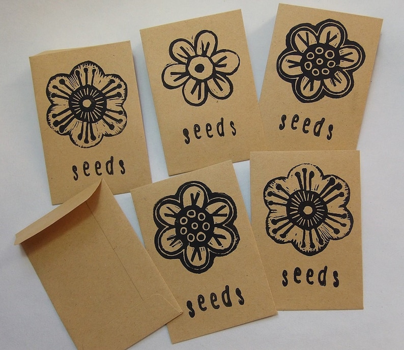 Seed Packets,Gardening gift,Gardening,Stocking Filler,Seed Packets,Stocking Filler,Seed Storage,Recycled paper,Hand Printed
