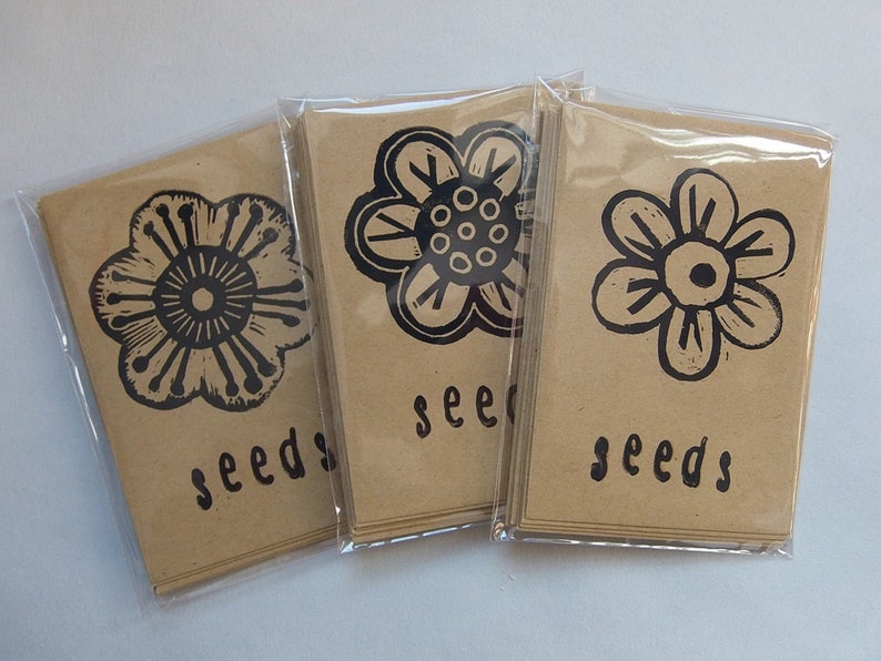 Seed Packets,Gardening gift,Gardening,Stocking Filler,Seed Packets,Stocking Filler,Seed Storage,Recycled paper,Hand Printed