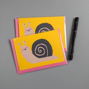 Snail Card, Children's Birthday Card, Screen Printed Cards, Animal Cards, Cute Snail, Cute Animals, Children's Card, Nursery Art, Snail Mail Bild 2