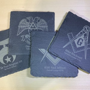 Custom Freemason Slate Coasters - Master Mason, Shriner, Scottish Rite